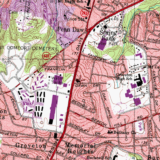 Topographic Map of Groveton Baptist Church, VA