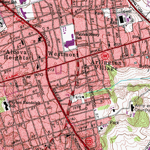 Topographic Map of Our Savior Lutheran Church, VA