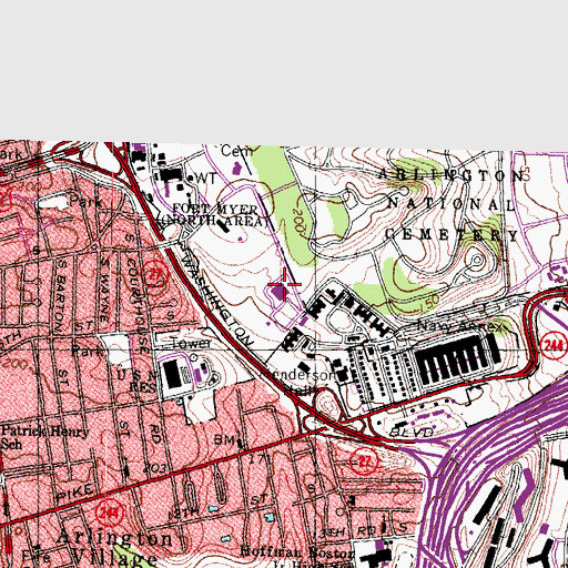 Topographic Map of Andrew Rader Army Health Clinic, VA