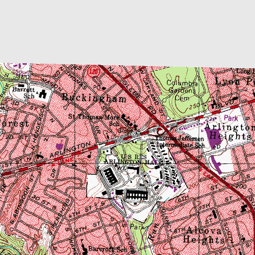 Topographic Map of Red Cross, VA