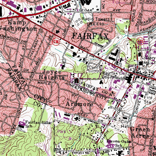 Topographic Map of Fairfax County School Board Administration, VA