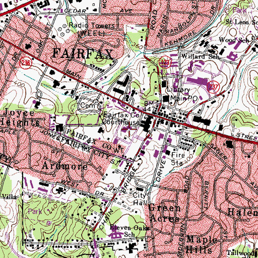 Topographic Map of Fairfax County Police Department Headquarters, VA