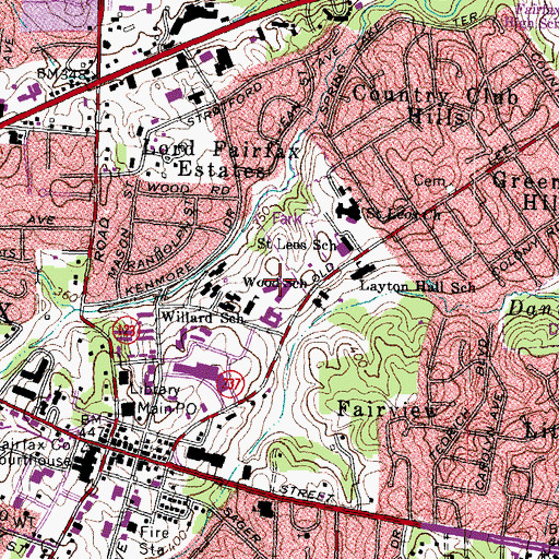 Topographic Map of Fairfax City Police Department, VA