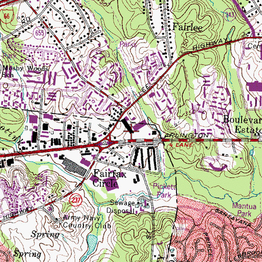 Topographic Map of Fairfax Circle Office, VA