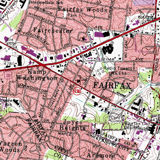 Topographic Map of Fairfax Baptist Church, VA