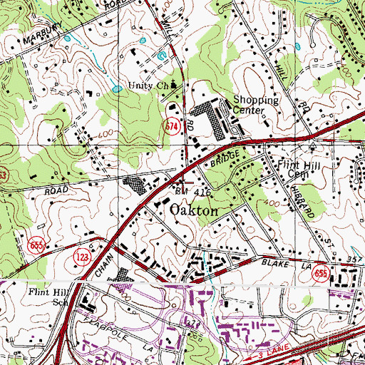 Topographic Map of Oakton Methodist Church, VA