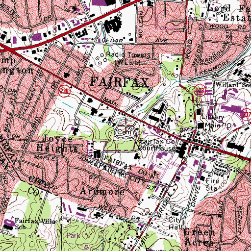 Topographic Map of Fairfax Cemetery, VA