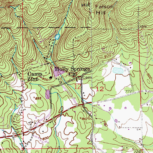 Topographic Map of Holly Springs School (historical), AL
