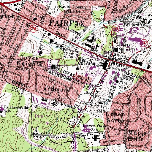 Topographic Map of Fairfax County Municipal Center, VA