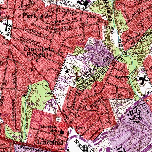Topographic Map of Queen of Apostles Catholic School, VA