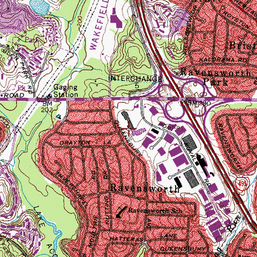 Topographic Map of Ravensworth Shopping Center, VA