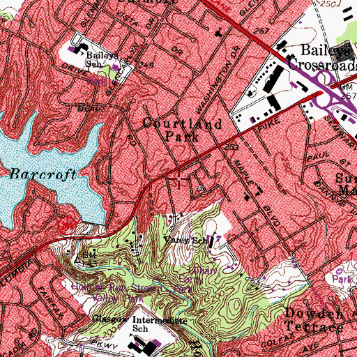 Topographic Map of Fairfax County Fire and Rescue Department Station 10 Baileys Crossroads, VA