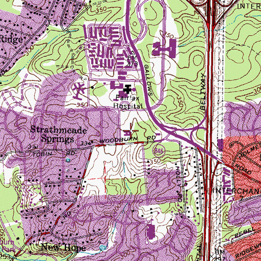 Topographic Map of Woodburn Center for Mental Health, VA
