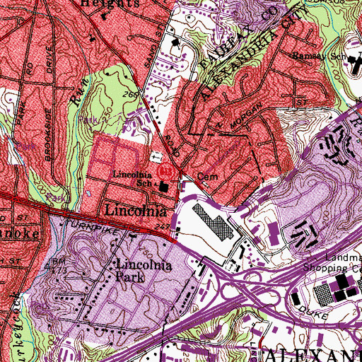 Topographic Map of Lincolnia Senior Center, VA