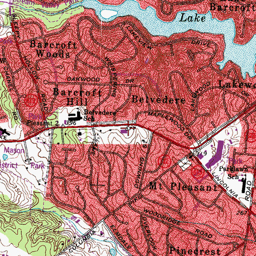 Topographic Map of Fairfax County Police Department Mason District Station, VA