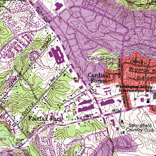 Topographic Map of Fairfax County Police Department West Springfield District Station, VA