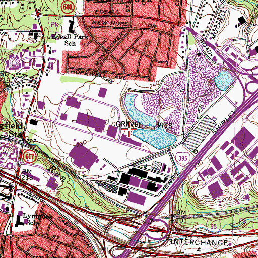 Topographic Map of Shirley Industrial Park, VA