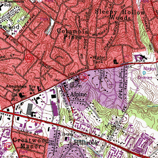Topographic Map of Annandale United Methodist Church, VA