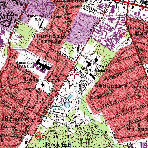 Topographic Map of Annandale Church of Christ, VA