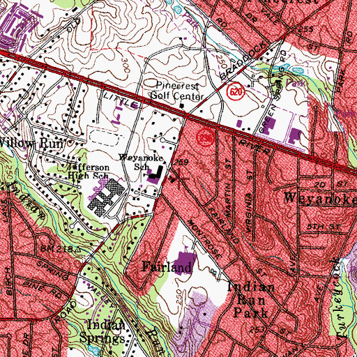 Topographic Map of Braddock Baptist Church, VA