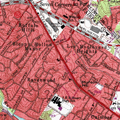 Topographic Map of Falls Church First Christian Church, VA