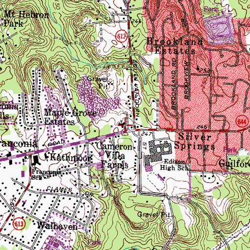 Topographic Map of Franconia Baptist Church, VA