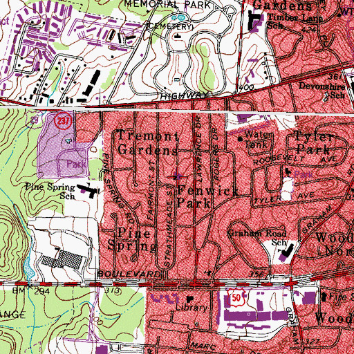 Topographic Map of National Gardens Baptist Church, VA