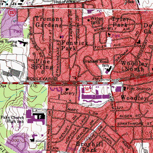 Topographic Map of Knox Presbyterian Church, VA