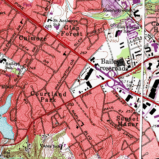 Topographic Map of Saint Pauls Episcopal Church, VA