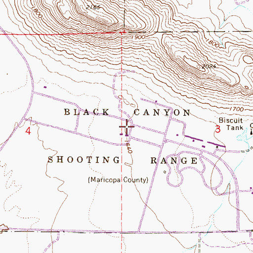 Topographic Map of Black Canyon Shooting Range, AZ
