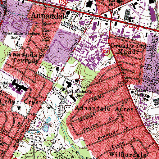 Topographic Map of Saint Michaels Catholic Church, VA