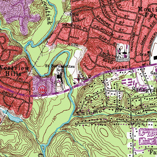 Topographic Map of Springfield Church of Christ, VA