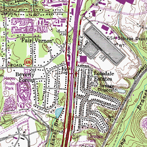 Topographic Map of Springfield Christian Science Church, VA