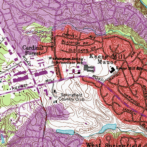 Topographic Map of Westwood Baptist Church, VA