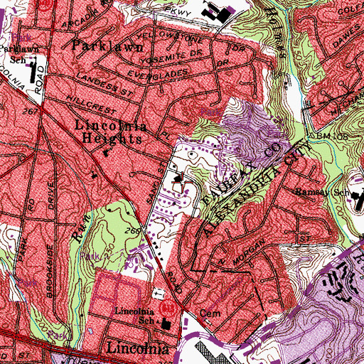 Topographic Map of Queen of Apostles Church, VA