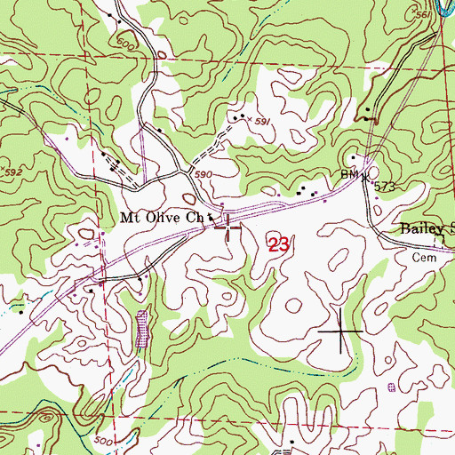 Topographic Map of Mount Olive, AL