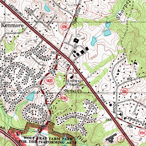 Topographic Map of Andrew Chapel United Methodist Church, VA