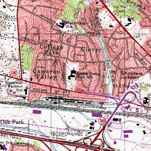 Topographic Map of Bishop Ireton High School, VA