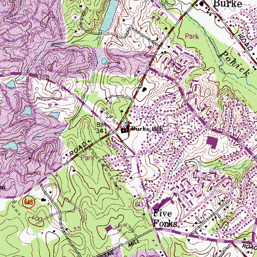 Topographic Map of Burke School, VA