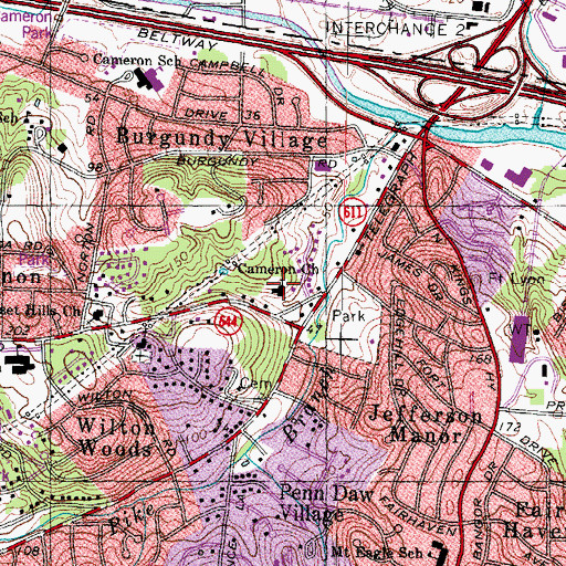 Topographic Map of Cameron Methodist Church, VA