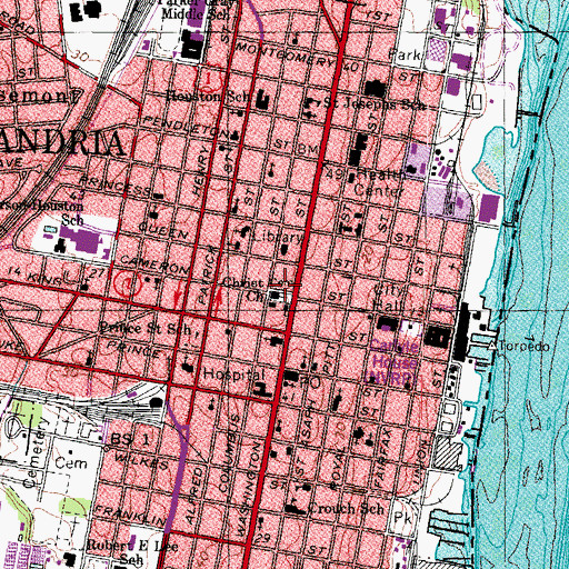 Topographic Map of Christ Episcopal Church, VA