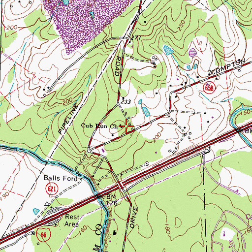 Topographic Map of Cub Run Baptist Church, VA