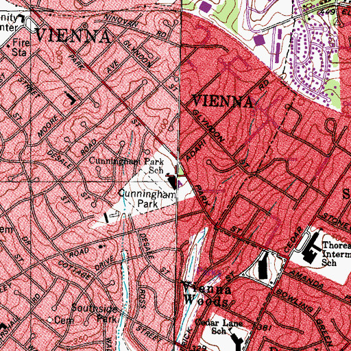 Topographic Map of Cunningham Park Elementary School, VA