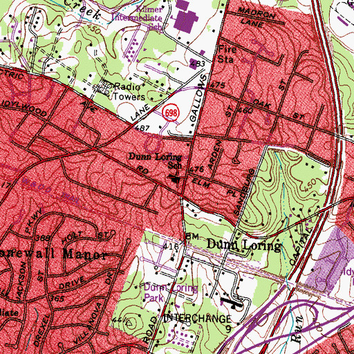 Topographic Map of Dunn Loring Center, VA