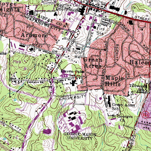 Topographic Map of Eleven Oakes Center (historical), VA