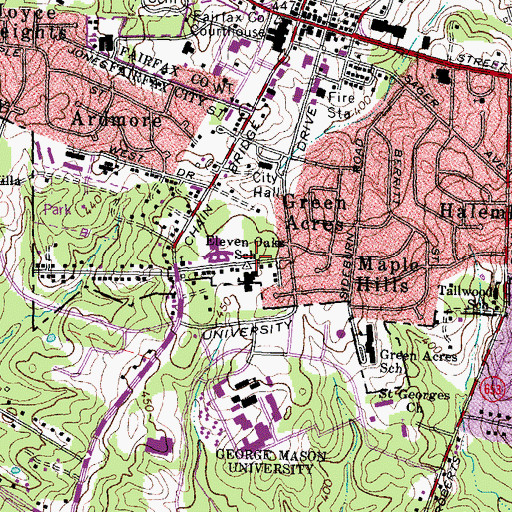 Topographic Map of Eleven Oakes Center (historical), VA