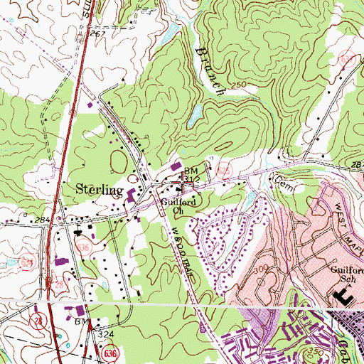 Topographic Map of Guilford Baptist Church, VA