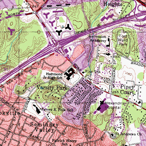 Topographic Map of Francis C Hammond Middle School, VA
