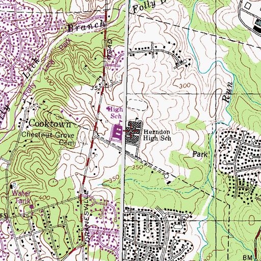 Topographic Map of Herndon High School, VA