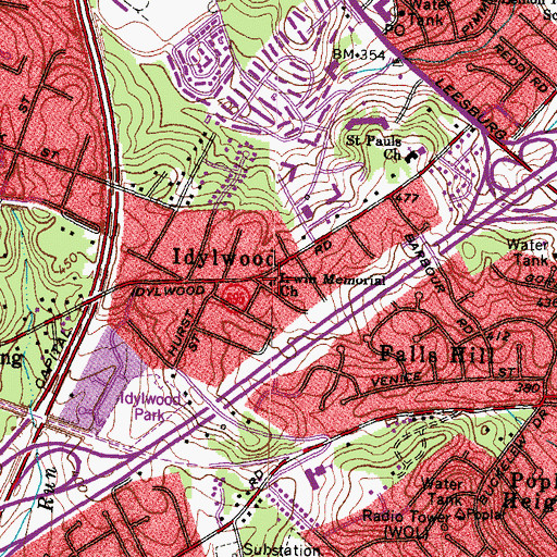 Topographic Map of Idylwood Presbyterian Church, VA